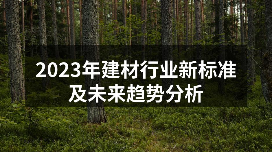 2023年建材行业新标准及未来趋势分析